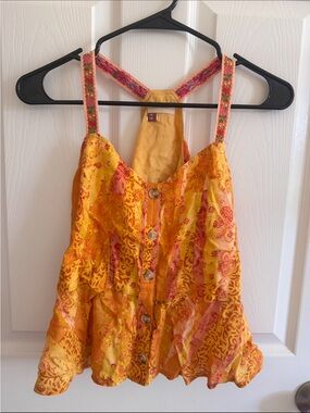 Never worn! Pilcro Sunshine Embroidered Ribbon Strap Racerback Tank Top- XS